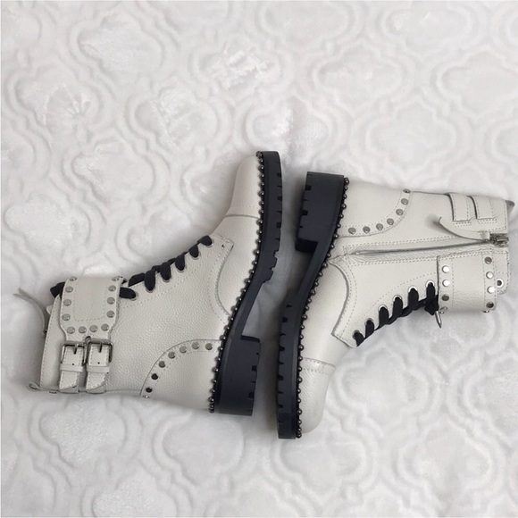 Sam Edelman 5 white Jennifer studded combat boot - Picture 3 of 14